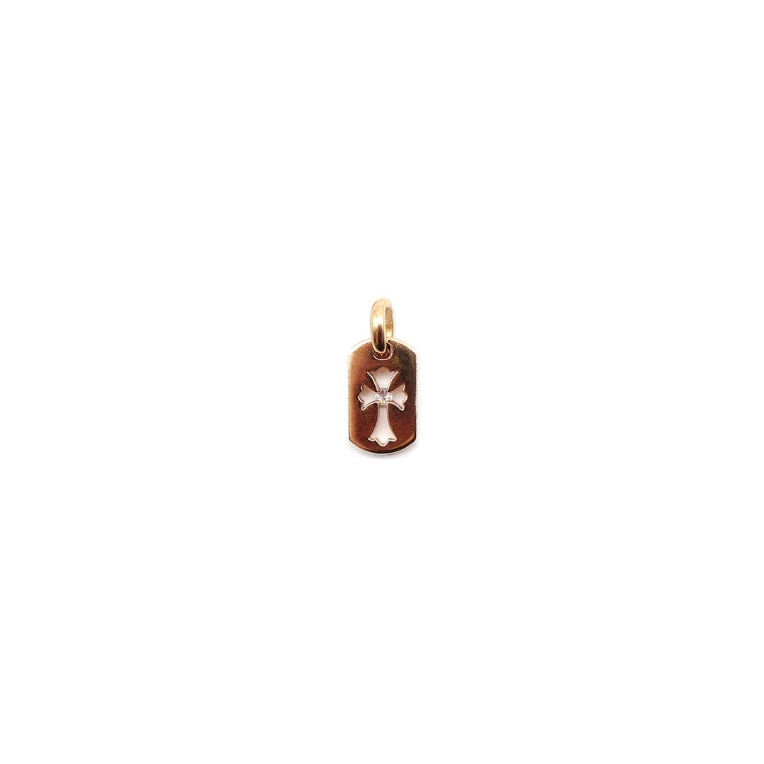 Chrome Hearts 22K Gold Cut-out Cross Dog Tag Pendant - SHENGLI ROAD MARKET