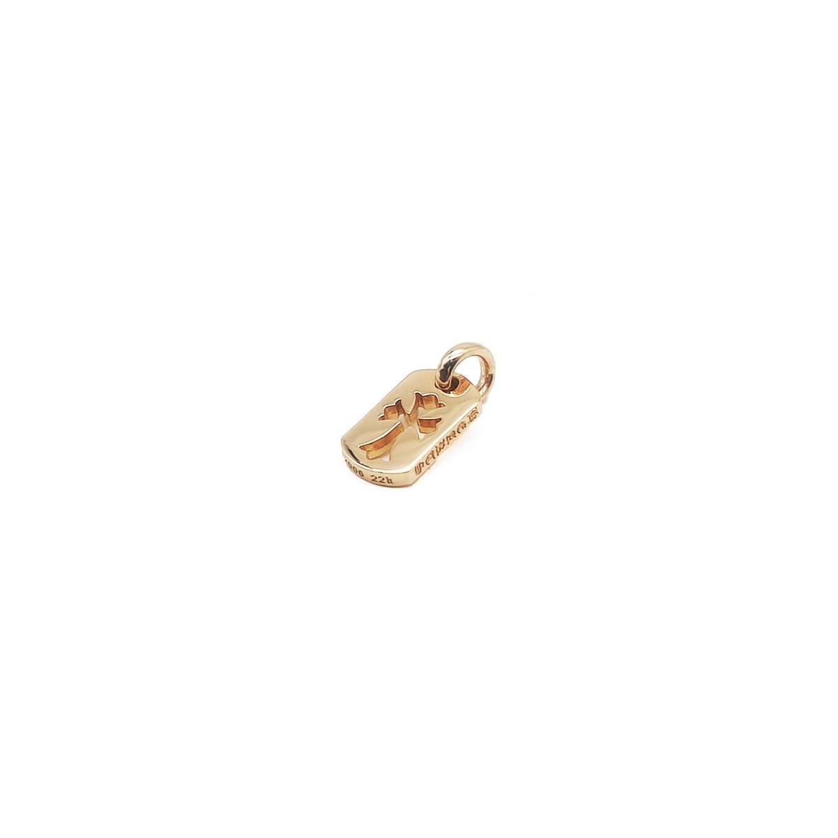 Chrome Hearts 22K Gold Cross Single Diamond Dogtag - SRM