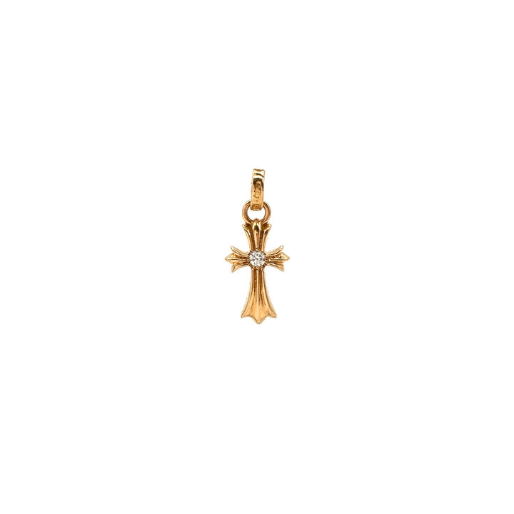 Chrome Hearts 22K Gold Diamond Babyfat Cross Earring Drop - SHENGLI ROAD MARKET