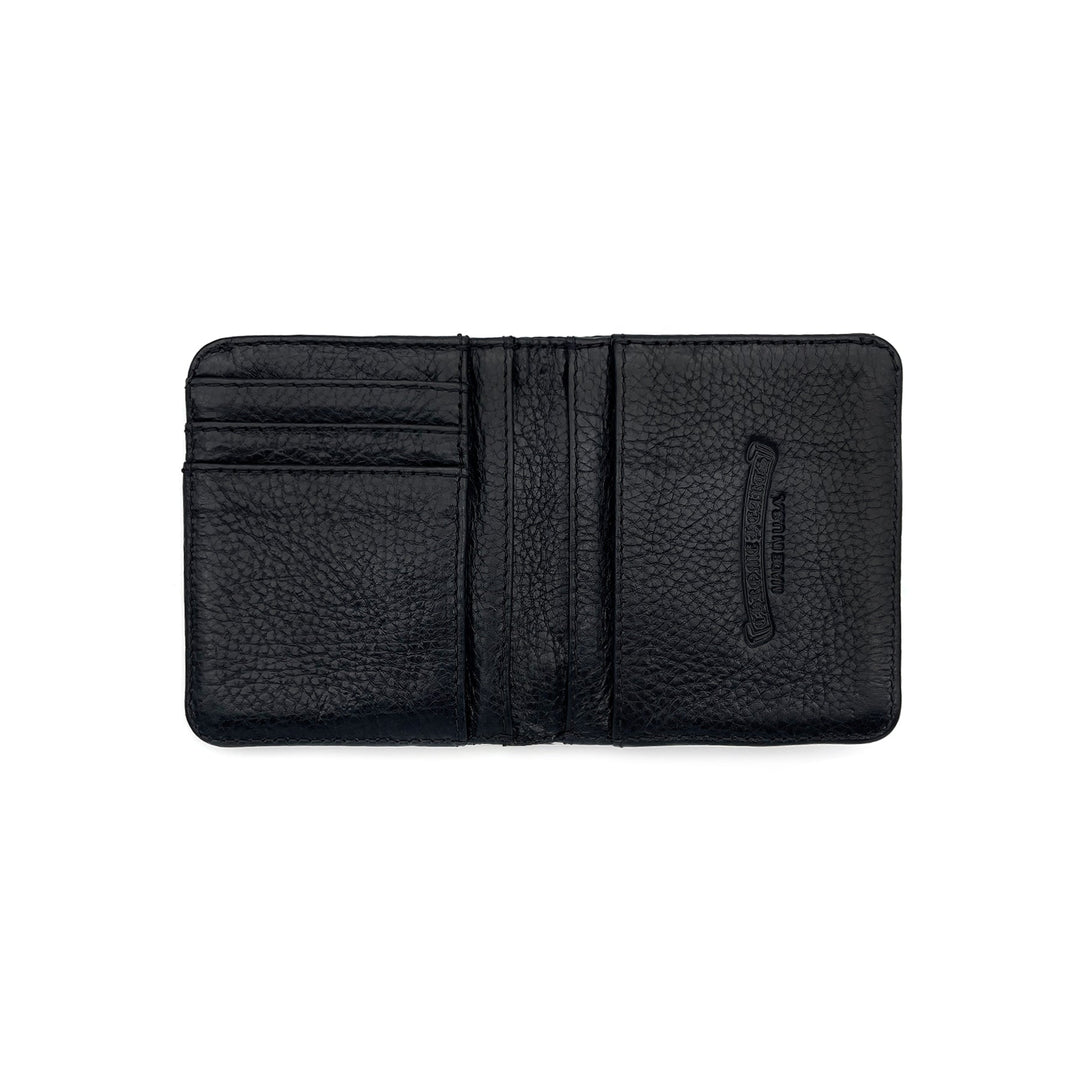 Chrome Hearts 22K Gold Diamond Cross Chain Black Leather Wallet - SHENGLI ROAD MARKET