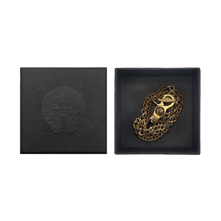 Chrome Hearts 22K Gold Diamond Cross Chain Black Leather Wallet - SHENGLI ROAD MARKET