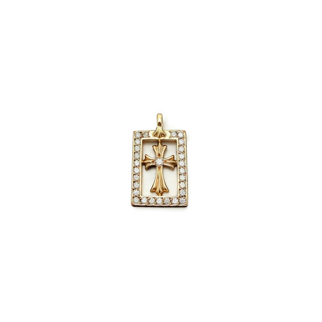 Chrome Hearts 22k Gold Diamond Framed Babyfat Pendant - SHENGLI ROAD MARKET