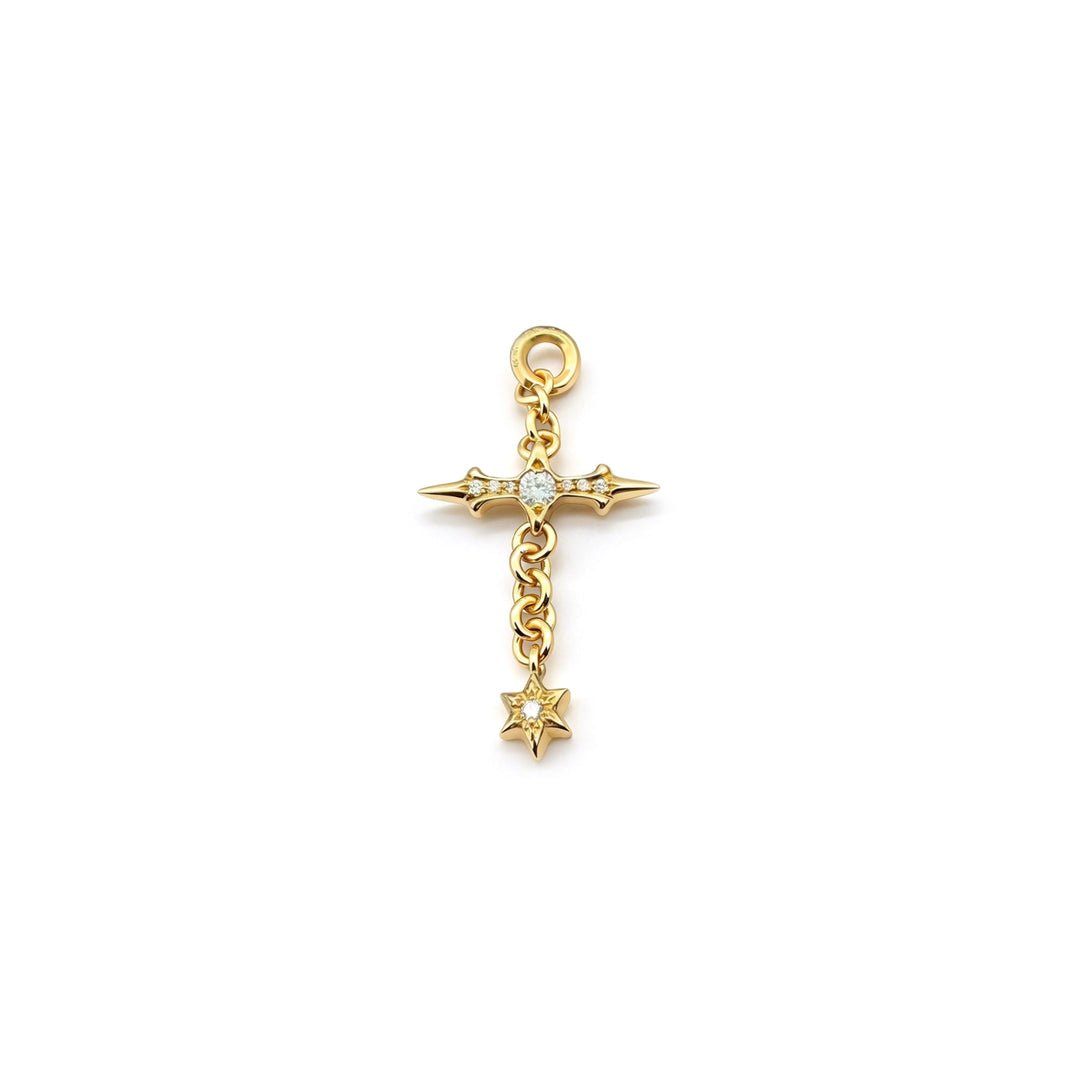 Chrome Hearts 22K Gold Diamond Hexagram Cross Charm Pendant - SHENGLI ROAD MARKET