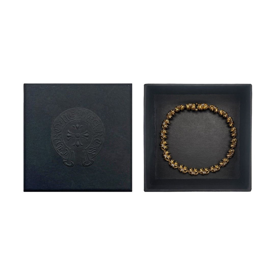 Chrome Hearts 22K Gold Diamond Maltese Cross Link Bracelet - SHENGLI ROAD MARKET