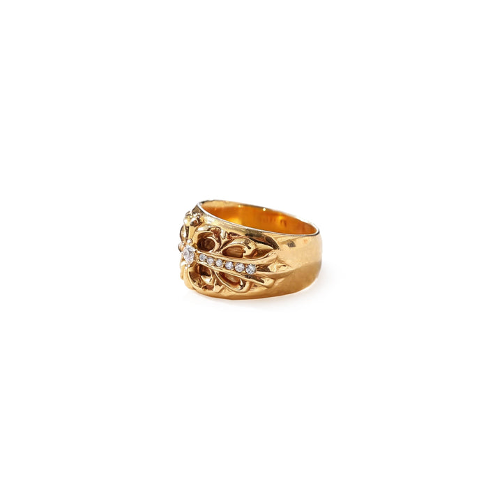 Chrome Hearts 22K Gold Diamond Narrow Keeper Ring - SHENGLI ROAD MARKET