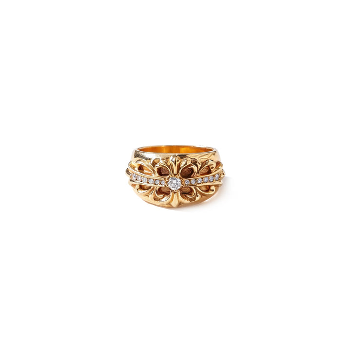 Chrome Hearts 22K Gold Diamond Narrow Keeper Ring - SHENGLI ROAD MARKET