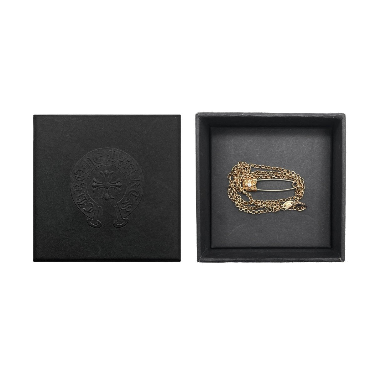 Chrome Hearts 22k Gold Diamond Pin Clip Necklace - SRM