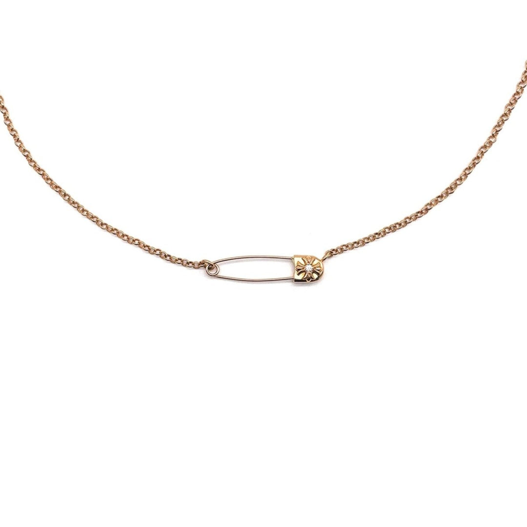 Chrome Hearts 22k Gold Diamond Pin Clip Necklace - SHENGLI ROAD MARKET