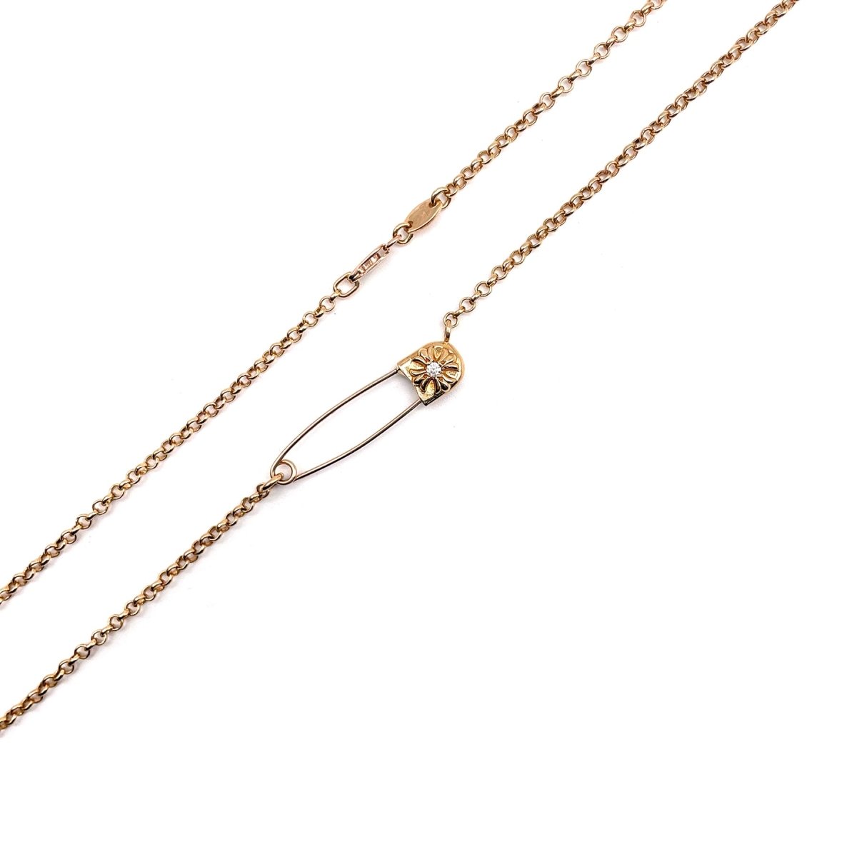 Chrome Hearts 22k Gold Diamond Pin Clip Necklace - SHENGLI ROAD MARKET