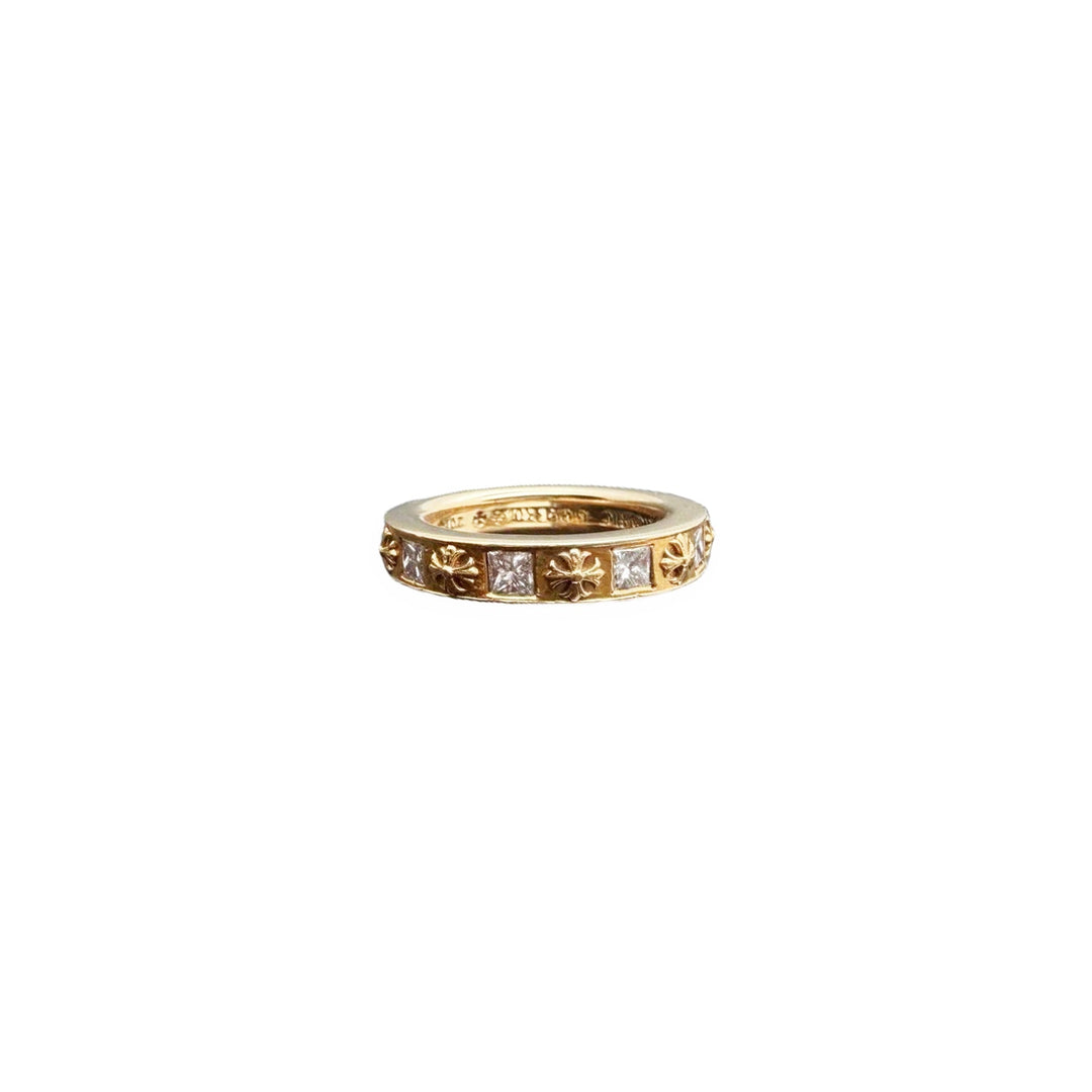 Chrome Hearts 22K Gold Diamond Plus Cross Square Ring - SHENGLI ROAD MARKET