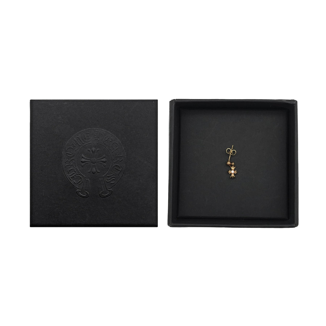 Chrome Hearts 22K Gold Diamond Tiny E Cross Earring Drop - SHENGLI ROAD MARKET