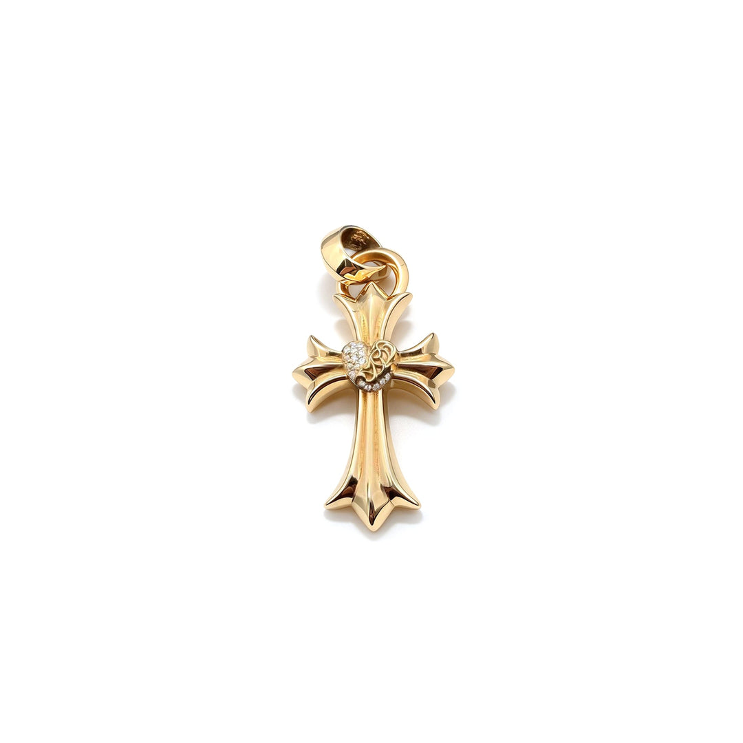 Chrome Hearts 22K Gold Diamond Vine Hearts Cross Charm Pendant - SHENGLI ROAD MARKET