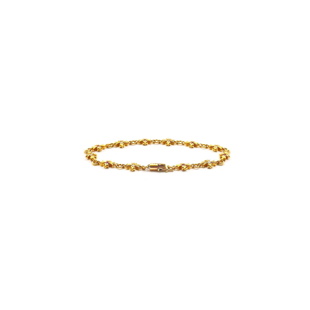 Chrome Hearts 22K Gold Diamond&Pink Saph Tiny E Bracelet - SHENGLI ROAD MARKET