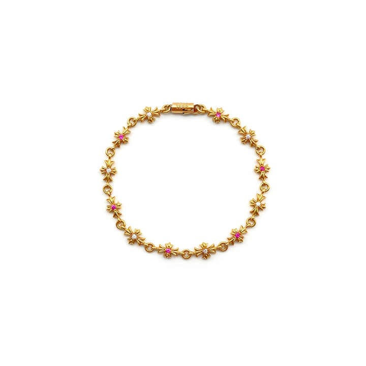 Chrome Hearts 22K Gold Diamond&Pink Saph Tiny E Bracelet - SHENGLI ROAD MARKET