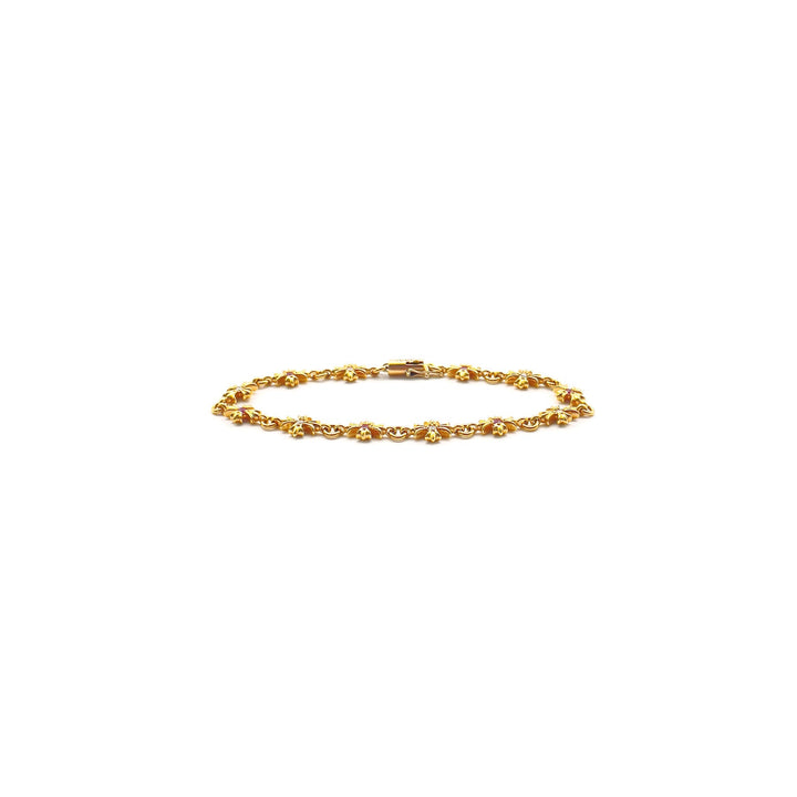 Chrome Hearts 22K Gold Diamond&Pink Saph Tiny E Bracelet - SHENGLI ROAD MARKET