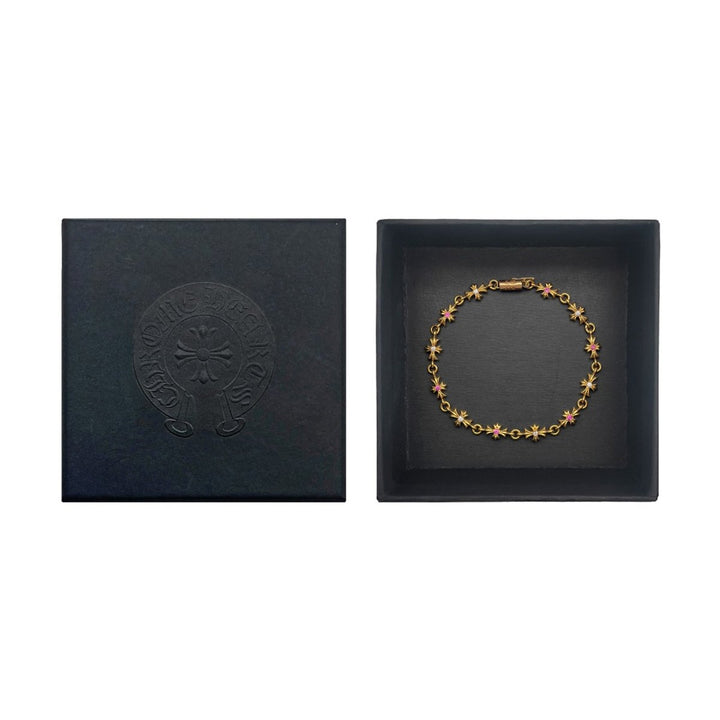 Chrome Hearts 22K Gold Diamond&Pink Saph Tiny E Bracelet - SHENGLI ROAD MARKET