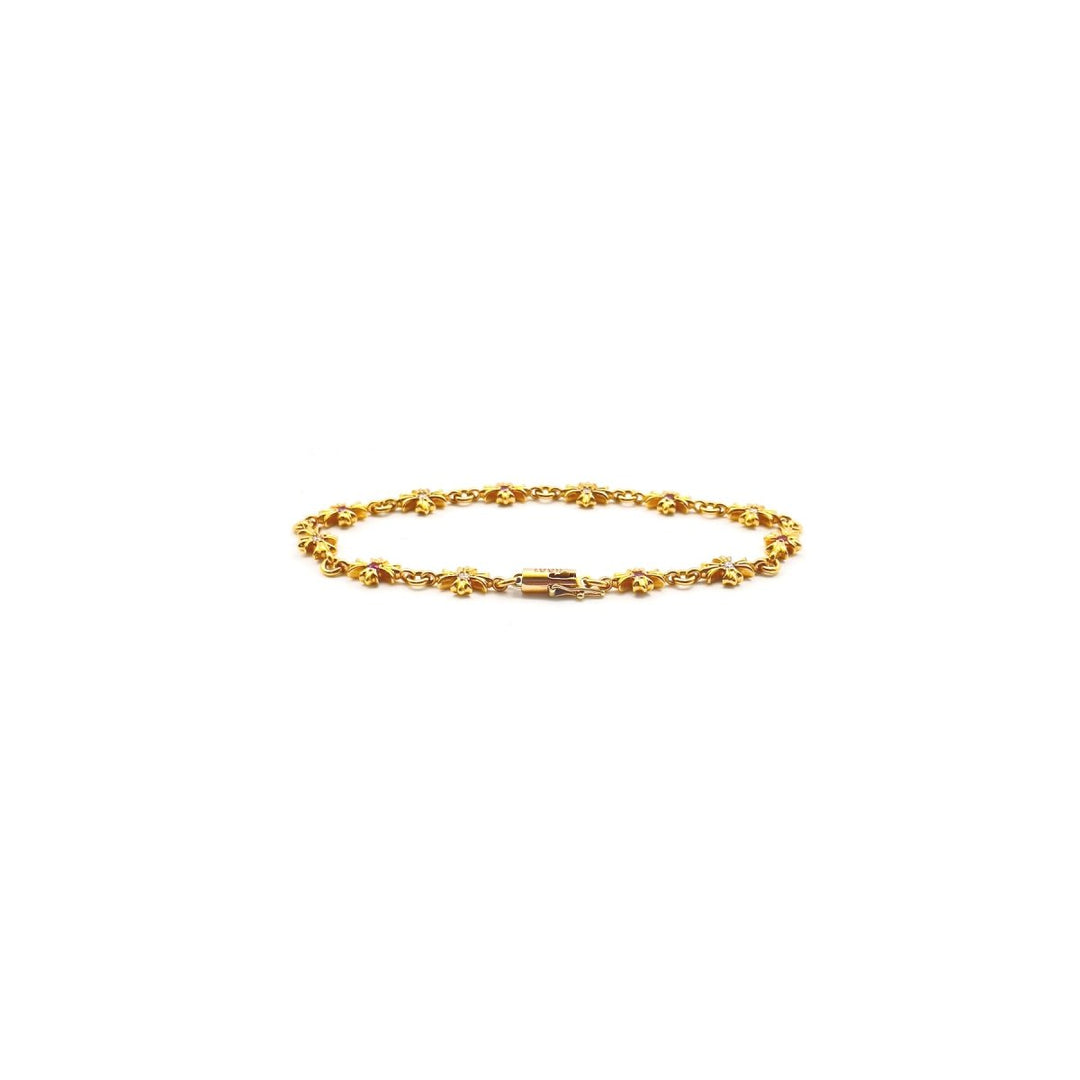 Chrome Hearts 22K Gold Diamond&Pink Saph Tiny E Bracelet - SHENGLI ROAD MARKET