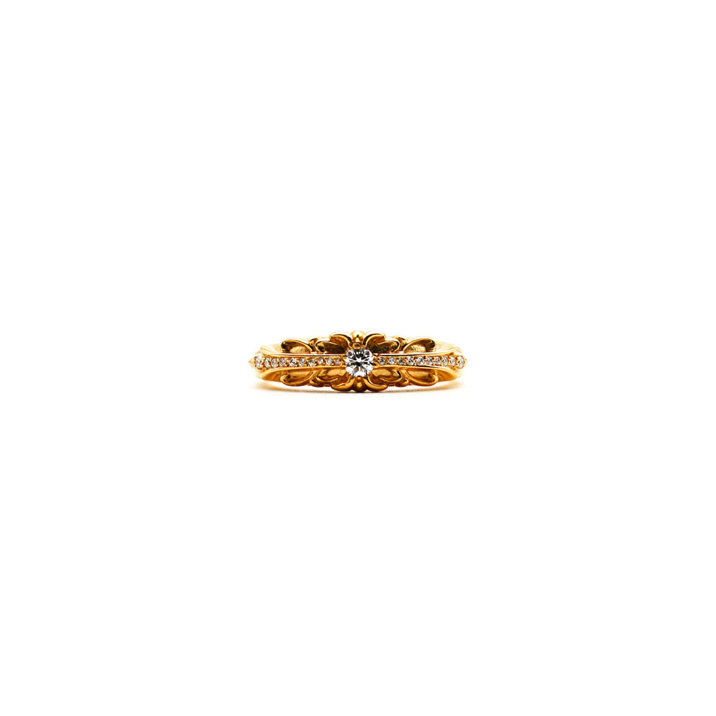 Chrome Hearts 22K Gold Diamonds Baby Floral Cross Ring – SHENGLI