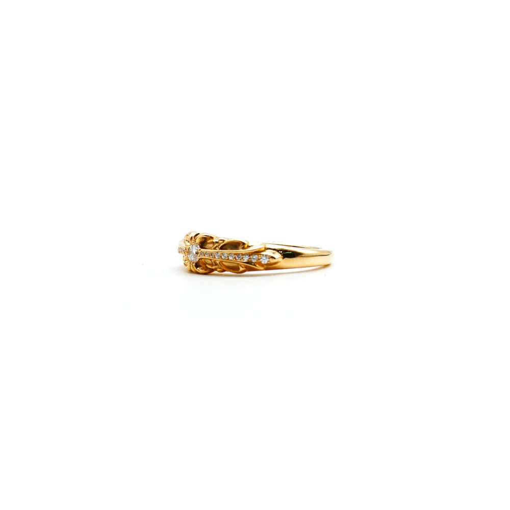 Chrome Hearts 22K Gold Diamonds Baby Floral Cross Ring - SHENGLI ROAD MARKET
