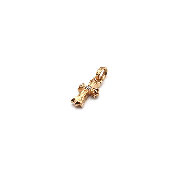 Chrome Hearts 22K Gold Diamonds Babyfat Cross Charm Pendant - SHENGLI ROAD MARKET