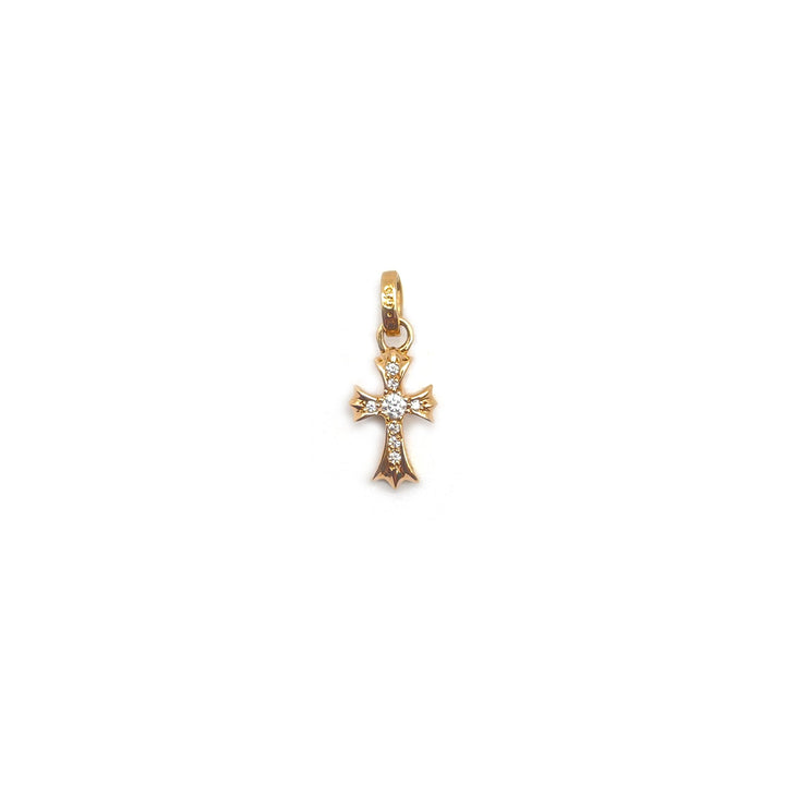 Chrome Hearts 22K Gold Diamonds Babyfat Cross Pendant - SHENGLI ROAD MARKET