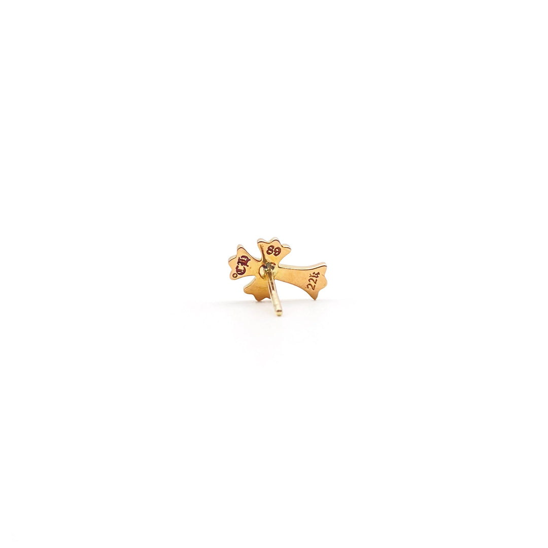 Chrome Hearts 22K Gold Diamonds Cross Earring Stud - SHENGLI ROAD MARKET