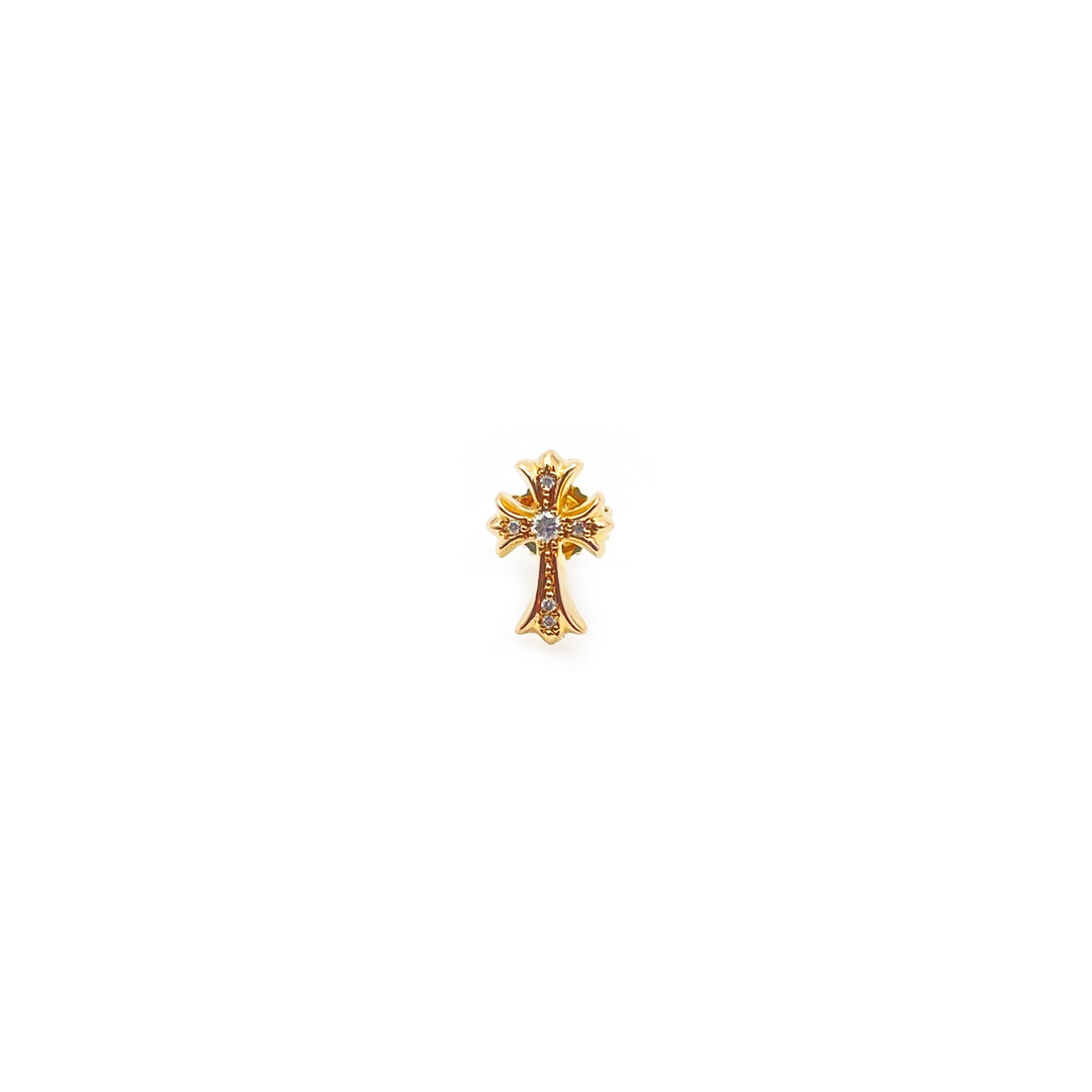 Chrome Hearts 22K Gold Diamonds Cross Earring Stud - SHENGLI ROAD MARKET