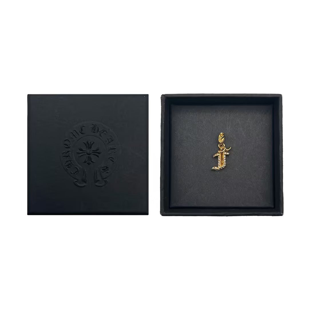 Chrome Hearts 22K Gold Diamonds F Pendant - SHENGLI ROAD MARKET