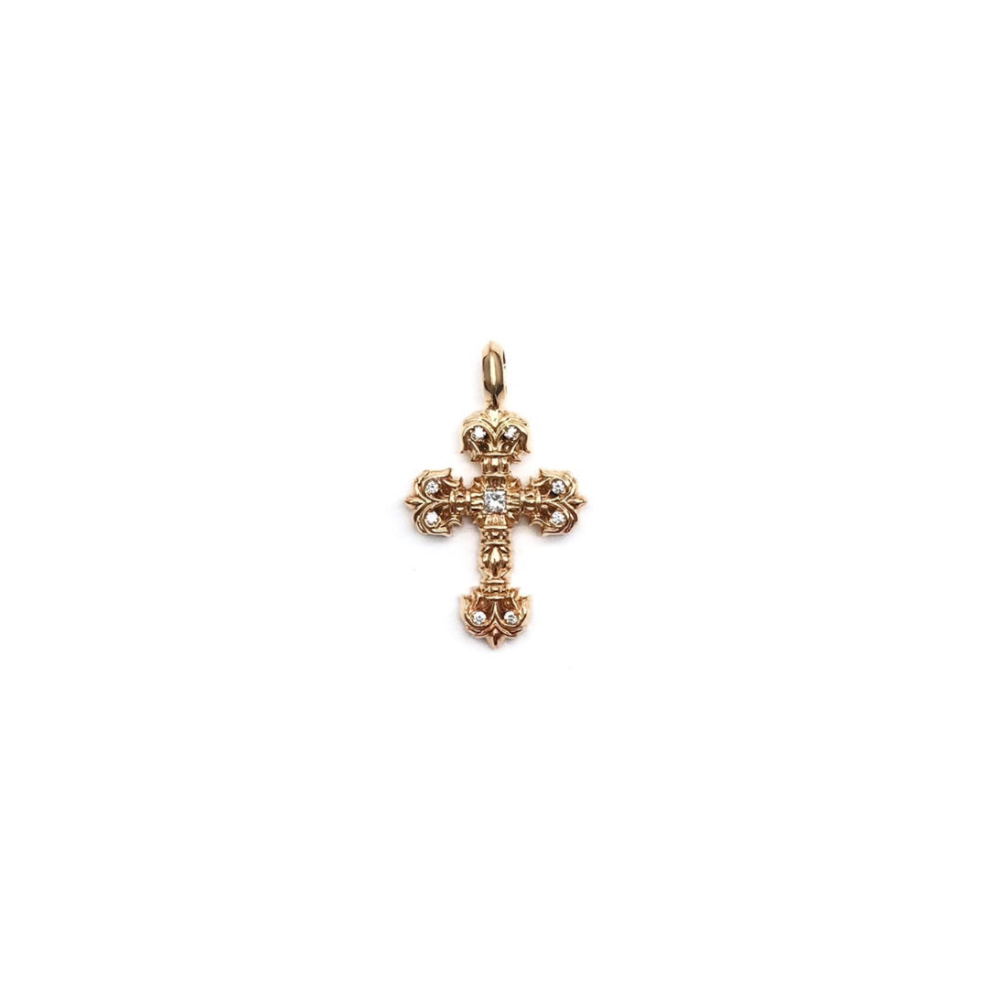 Chrome Hearts 22K Gold Diamonds Filigree Cross Pendant - SHENGLI ROAD MARKET