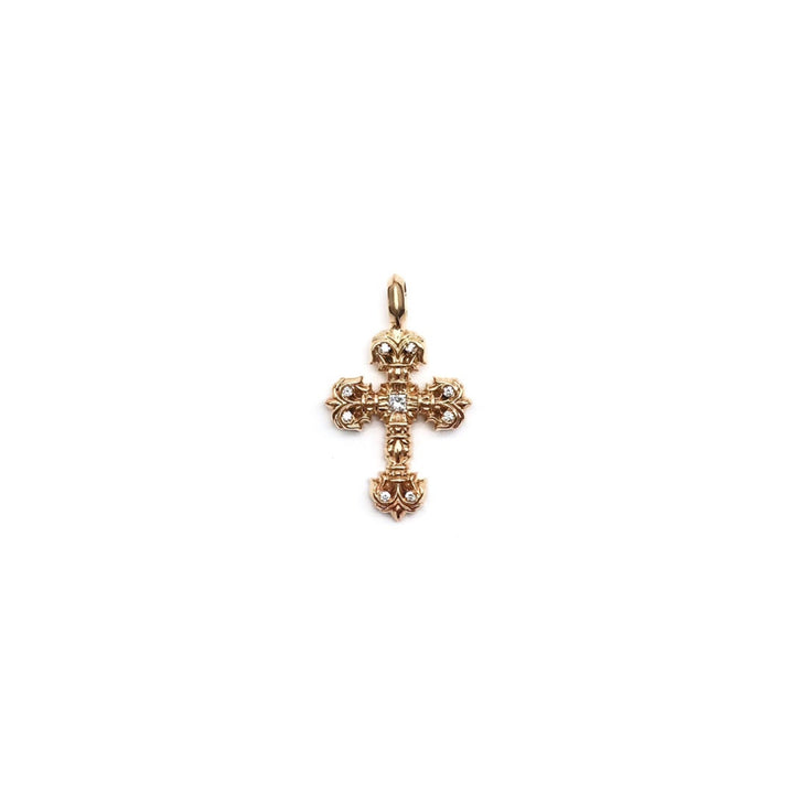 Chrome Hearts 22K Gold Diamonds Filigree Cross Pendant - SHENGLI ROAD MARKET