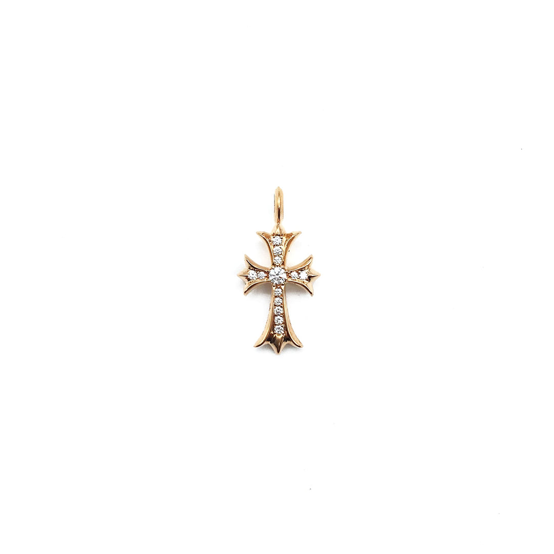 Chrome Hearts 22K Gold Diamonds Tiny Cross Charm Pendant - SHENGLI ROAD MARKET