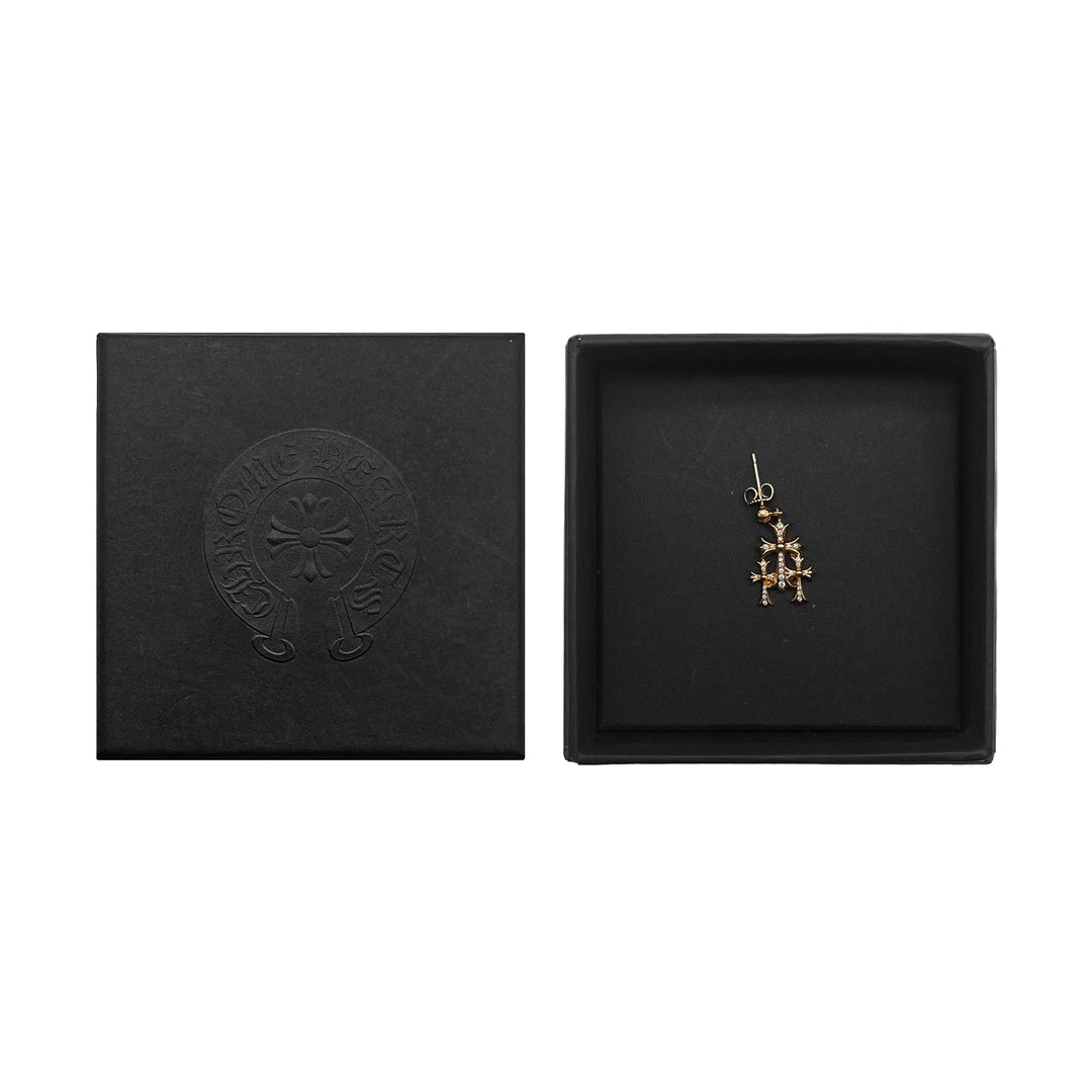Chrome Hearts 22K Gold Diamonds Triple Cross Earring Drop - SHENGLI ROAD MARKET