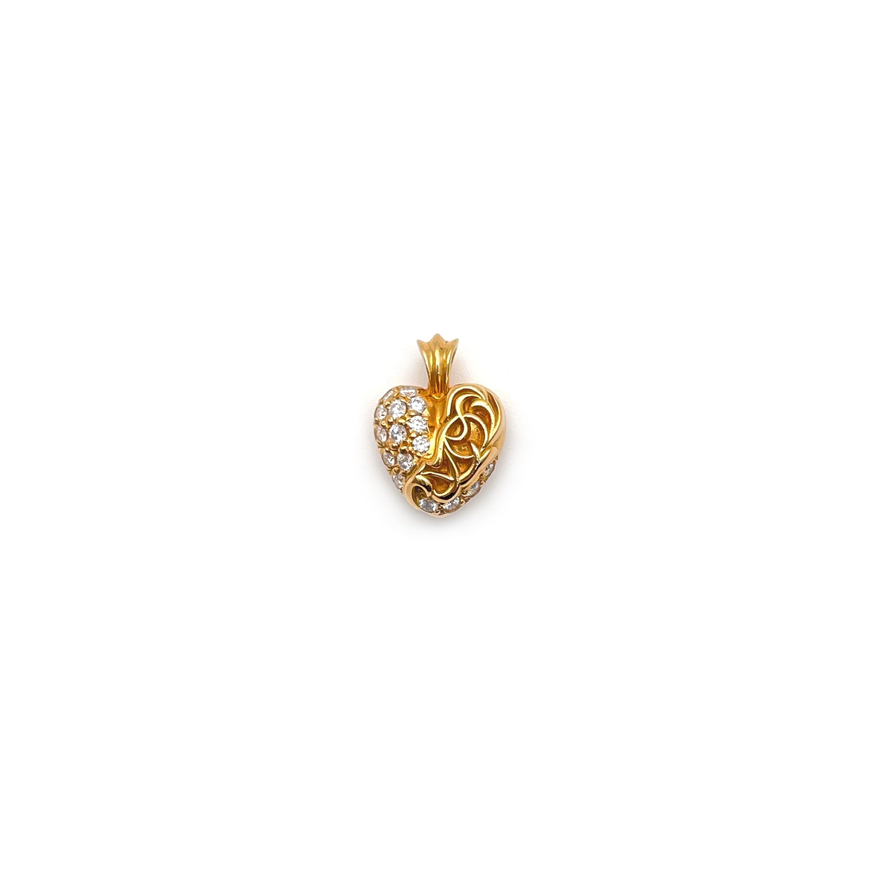 アクセサリー chrome hearts heart pierce 22k Chrome Hearts 22K Gold Diamonds Vegas Vine Heart Charm Pendant