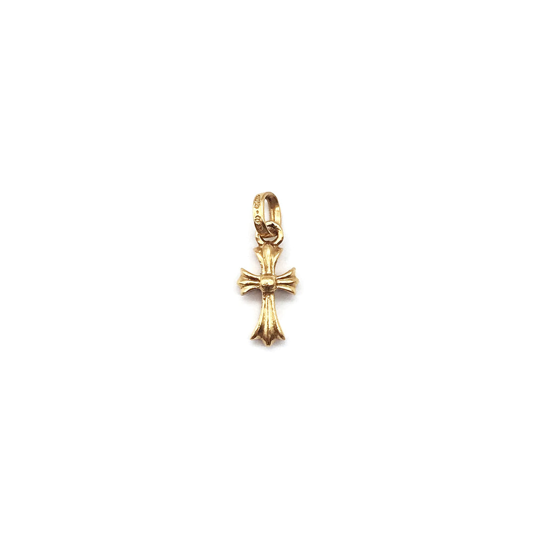 Chrome Hearts 22K Gold Emerald Babyfat Cross Charm Pendant - SHENGLI ROAD MARKET
