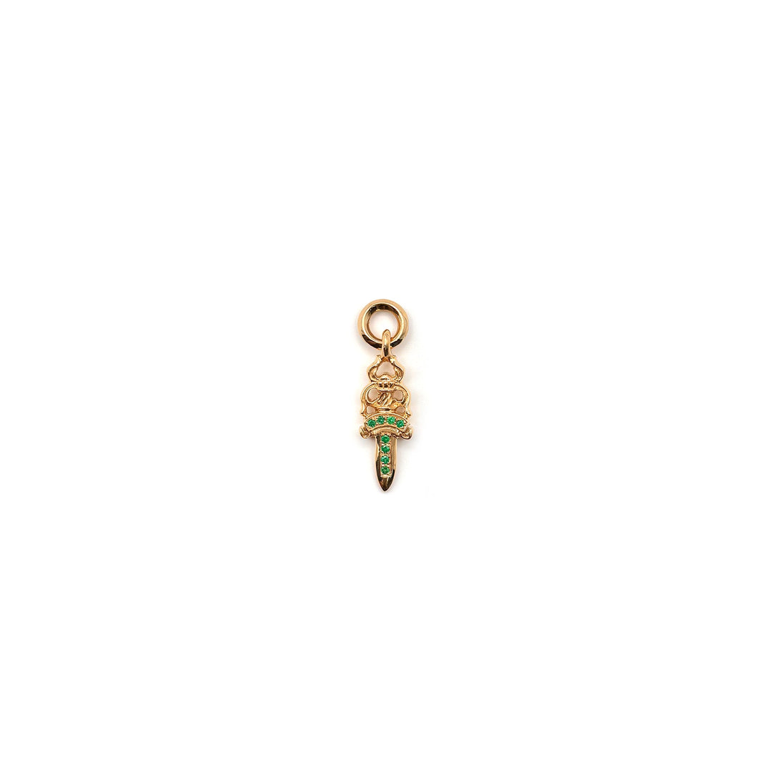 Chrome Hearts 22K Gold Emerald Dagger Charm Pendant - SHENGLI ROAD MARKET