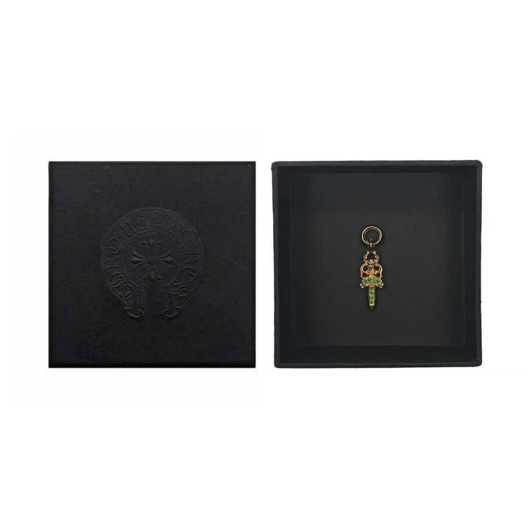 Chrome Hearts 22K Gold Emerald Dagger Charm Pendant - SHENGLI ROAD MARKET