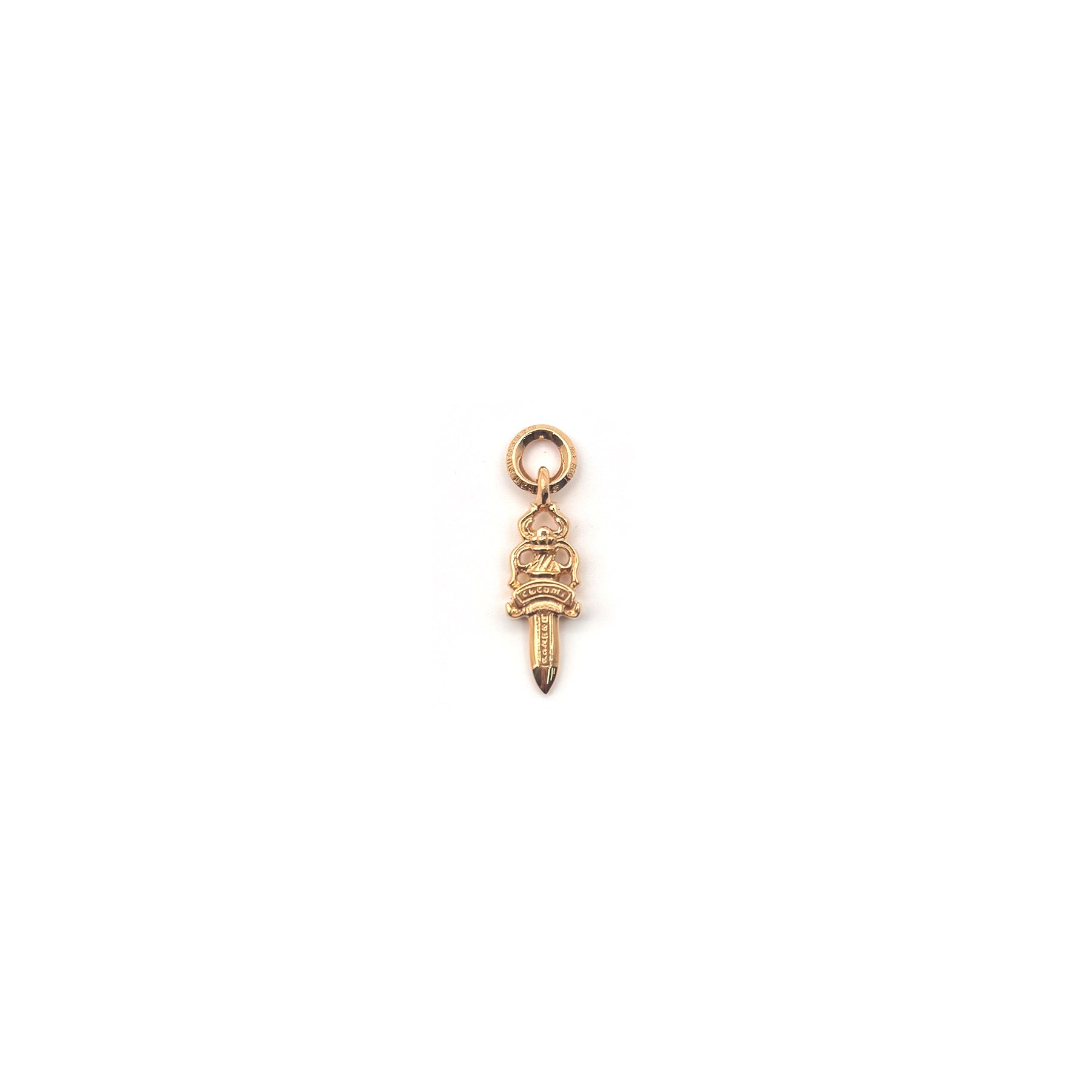 Chrome Hearts 22K Gold Emerald Dagger Charm Pendant - SRM