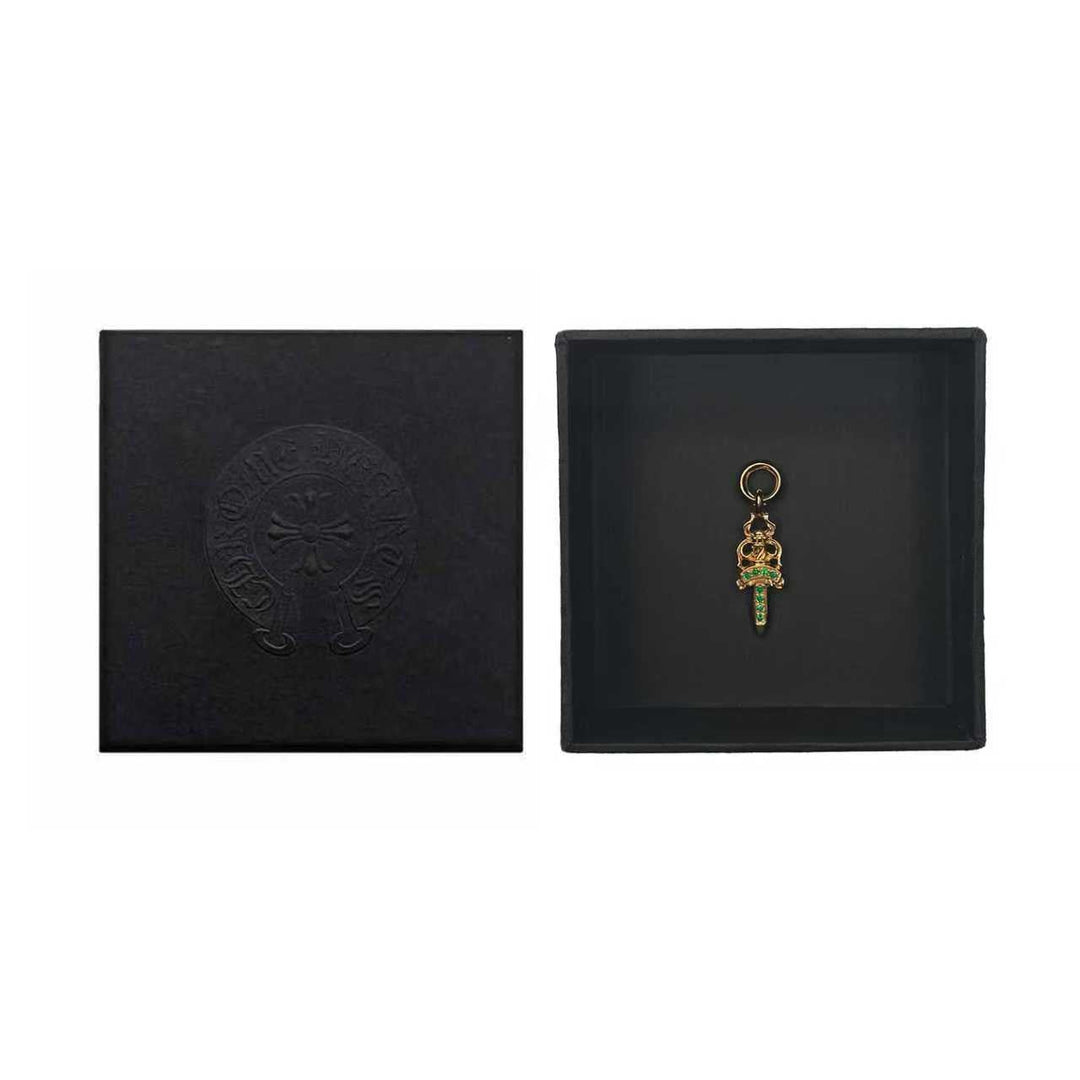 Chrome Hearts 22K Gold Emerald Dagger Charm Pendant - SHENGLI ROAD MARKET