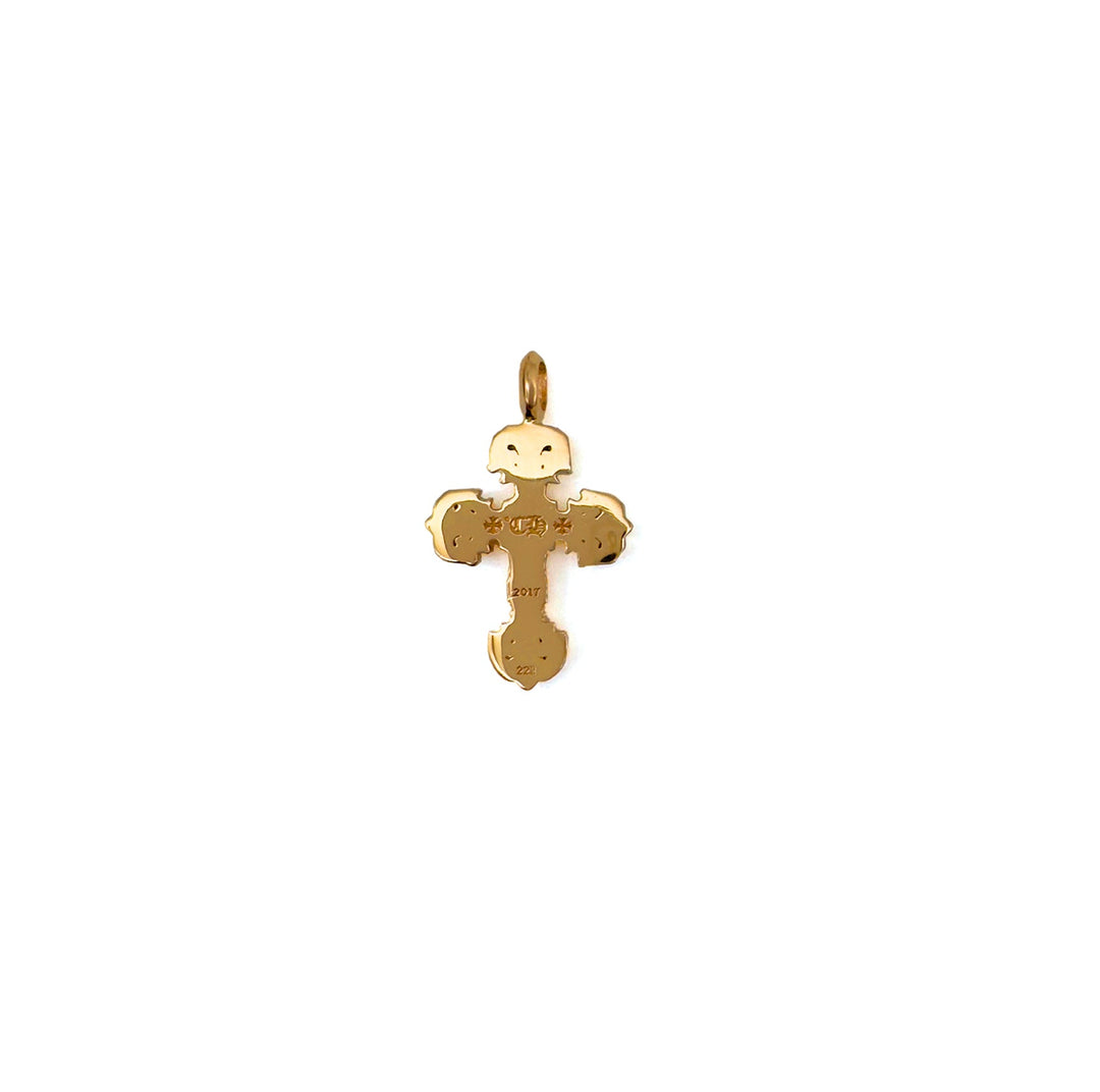 Chrome Hearts 22K Gold Emerald Diamonds Filigree Cross Charm Pendant - SHENGLI ROAD MARKET