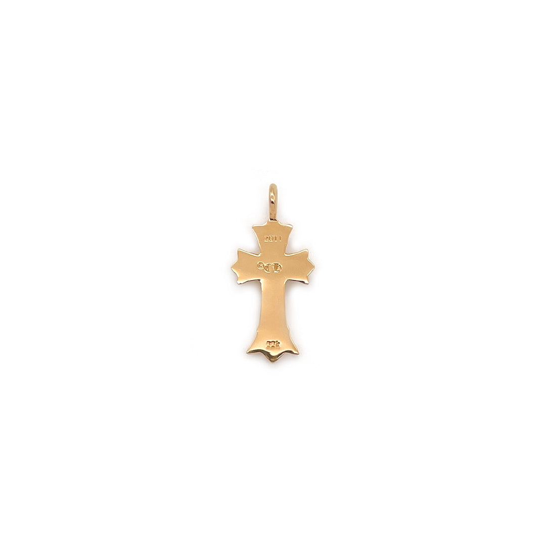 Chrome Hearts 22K Gold Emerald Double Cross Charm Pendant - SHENGLI ROAD MARKET