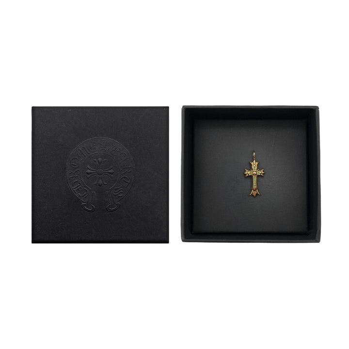 Chrome Hearts 22K Gold Emerald Double Cross Charm Pendant - SHENGLI ROAD MARKET