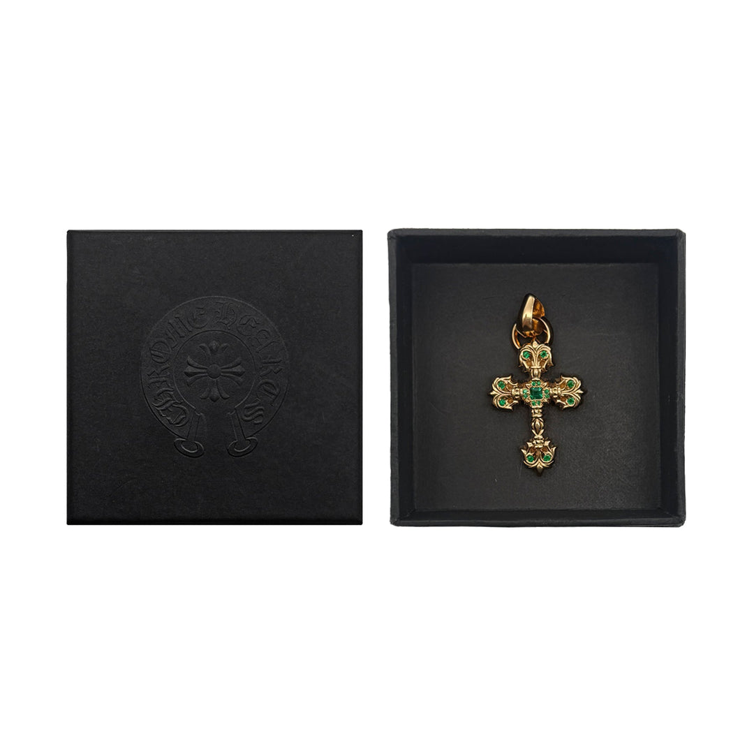 Chrome Hearts 22K Gold Emerald Filigree Cross large Charm Pendant - SHENGLI ROAD MARKET