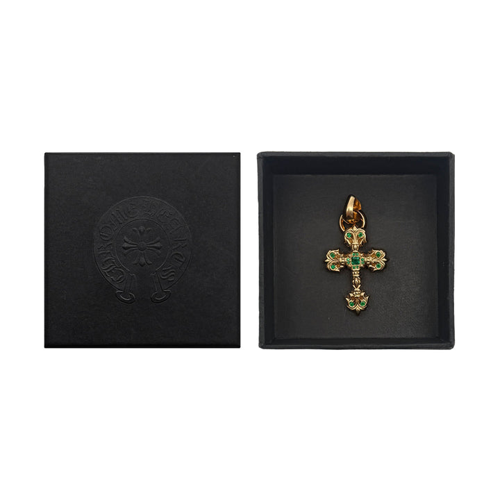 Chrome Hearts 22K Gold Emerald Filigree Cross large Charm Pendant - SHENGLI ROAD MARKET