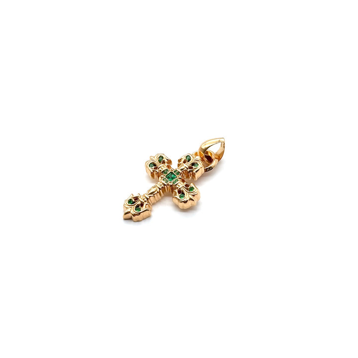 Chrome Hearts 22K Gold Emerald Filigree Cross large Charm Pendant - SHENGLI ROAD MARKET