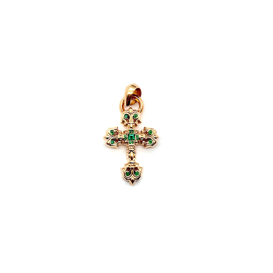 Chrome Hearts 22K Gold Emerald Filigree Cross large Charm Pendant - SHENGLI ROAD MARKET