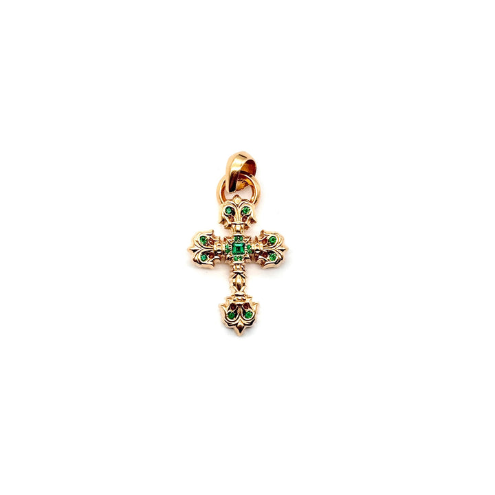 Chrome Hearts 22K Gold Emerald Filigree Cross large Charm Pendant - SHENGLI ROAD MARKET