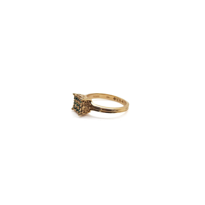 Chrome Hearts 22K Gold Emerald KH Cocktail Ring - SHENGLI ROAD MARKET