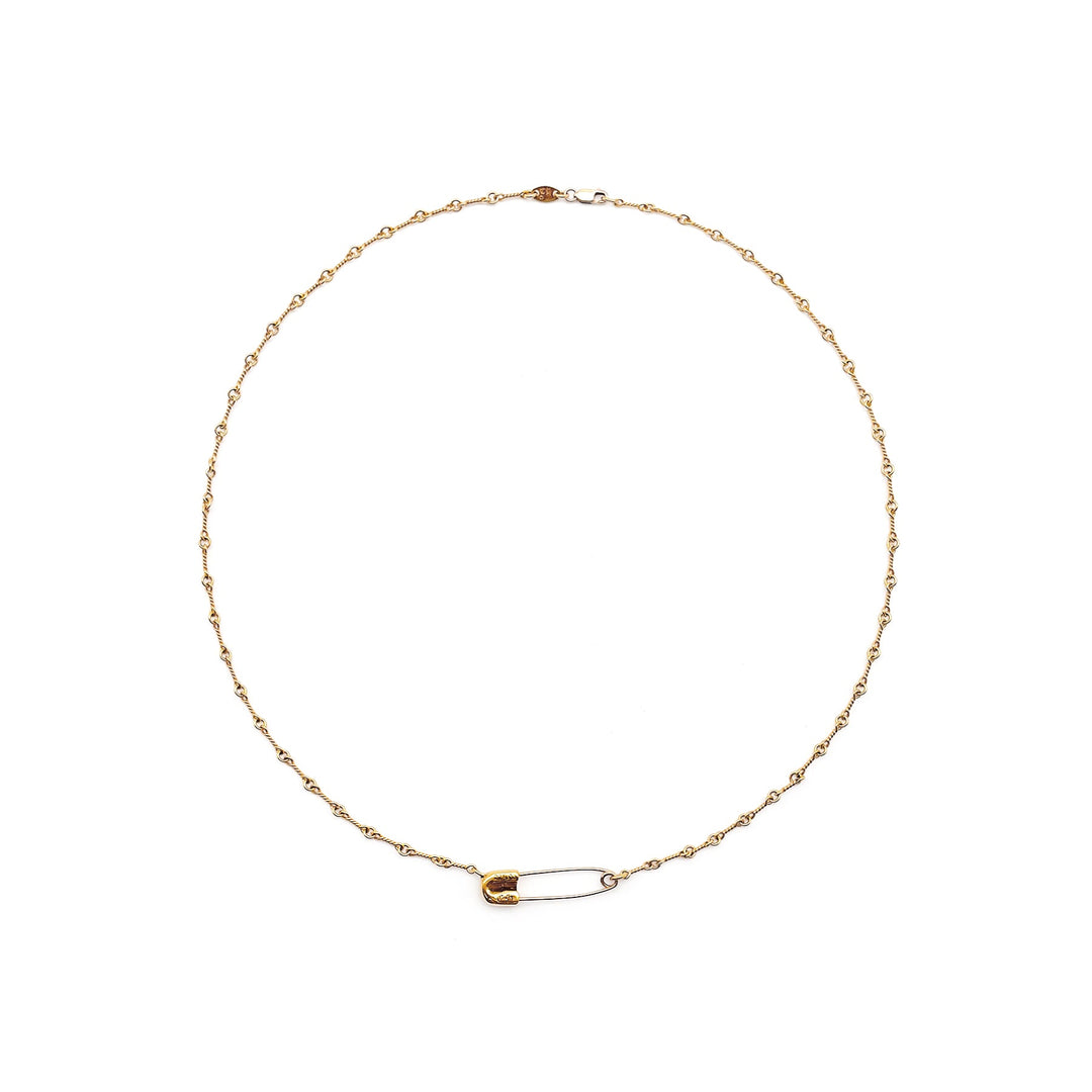 Chrome Hearts 22K Gold Emerald Pin Safety Necklace - SHENGLI ROAD MARKET