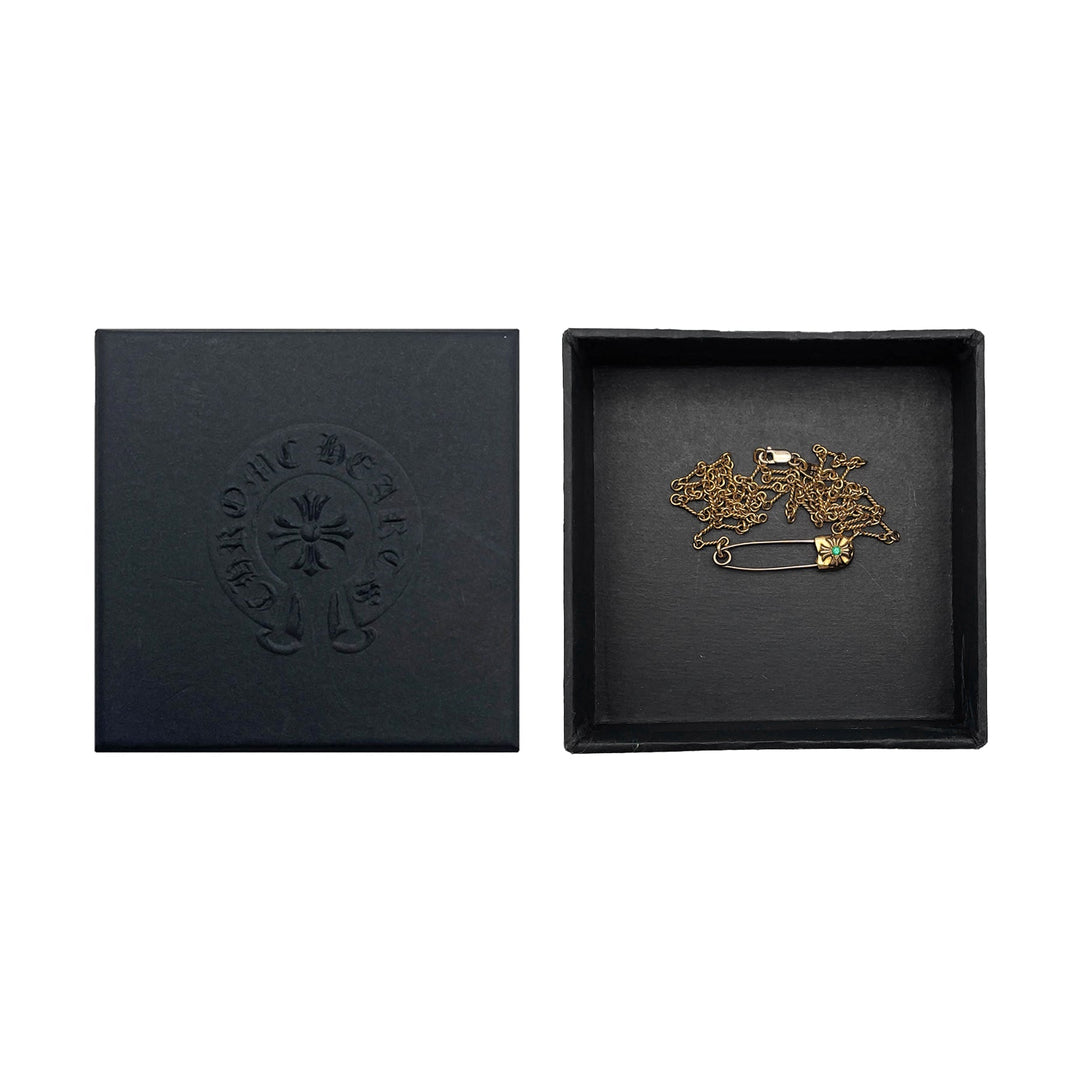 Chrome Hearts 22K Gold Emerald Pin Safety Necklace - SHENGLI ROAD MARKET