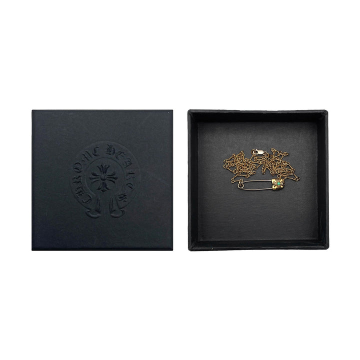 Chrome Hearts 22K Gold Emerald Pin Safety Necklace - SHENGLI ROAD MARKET